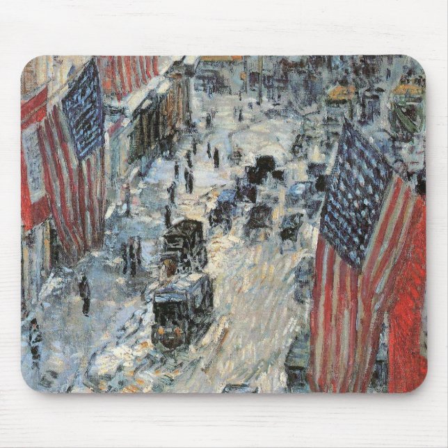 Flags on 57th Street by Frederick Childe Hassam Mouse Pad (Front)