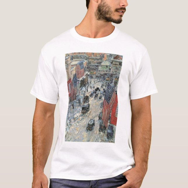 Flags on 57th Street by Frederick Childe Hassam T-Shirt (Front)