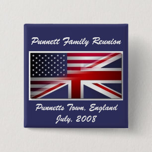 flags, Punnett Family Reunion, Punnetts Town, E... 2 Inch Square Button