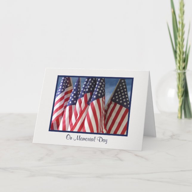 Flags With Clouds Memorial Day Greeting Card (Front)