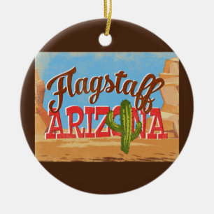 Flagstaff Arizona Cartoon Desert Vintage Travel Ceramic Ornament