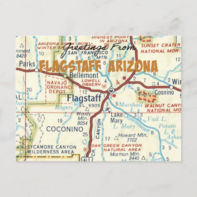 Flagstaff Arizona Vintage Postcard (Front)