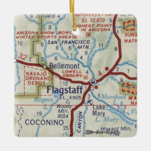 Flagstaff Christmas Ornament With Vintage Map