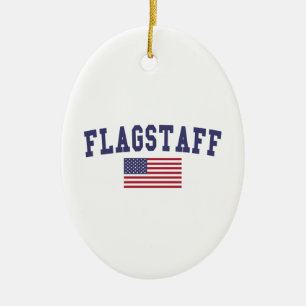 Flagstaff US Flag Ceramic Ornament