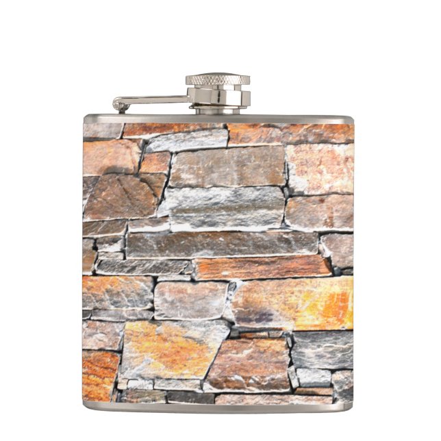 Flagstone | natural stone pattern | bricks hip flask (Front)