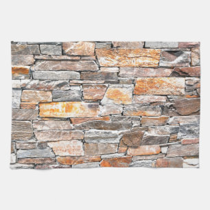 Flagstone natural stone pattern bricks kitchen towel