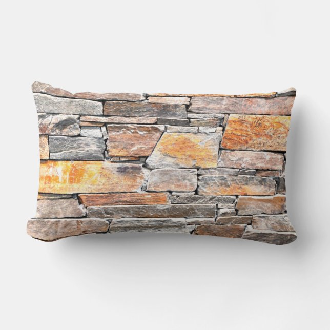 Flagstone | natural stone pattern | bricks lumbar pillow (Front)