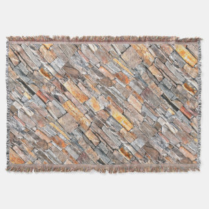 Flagstone natural stone pattern bricks throw blanket