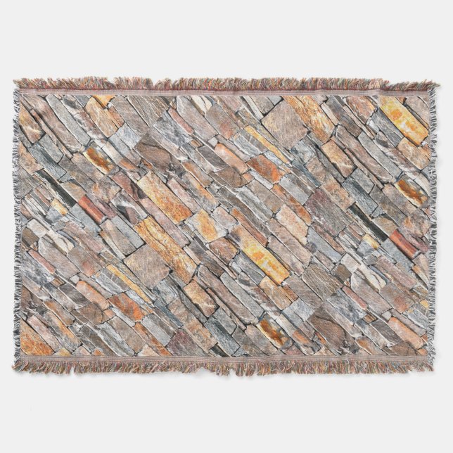 Flagstone | natural stone pattern | bricks throw blanket (Front)