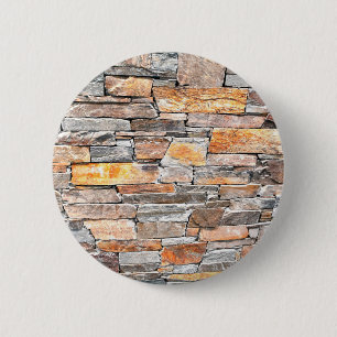 Flagstone natural tone stone pattern bricks 2 inch round button