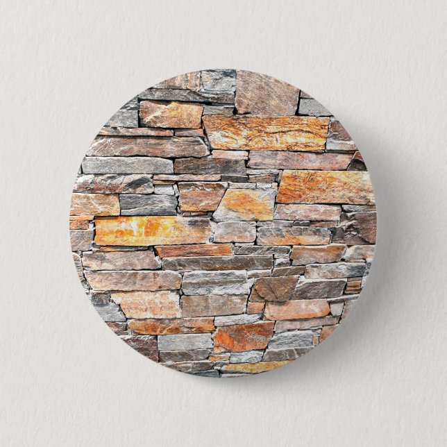 Flagstone natural tone stone pattern bricks  2 inch round button (Front)