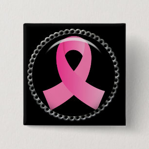 Flair Breast Cancer Pink Ribbon 2 Inch Square Button