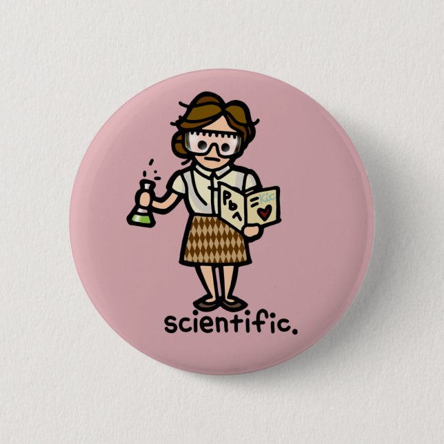 flair for the lab coat. 2 inch round button (Front)