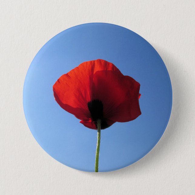 Flair - Red Poppy Blue Sky 3 Inch Round Button (Front)