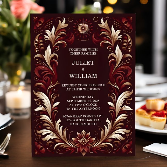 Flair Rustic Fiesta Floral Rose Spanish Wedding Invitation (Creator Uploaded)