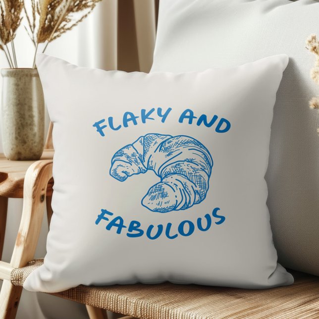 Flaky and Fabulous French Croissant, Any Color Throw Pillow (Creator Uploaded)