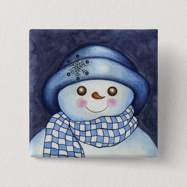 Flaky Snowman Button (Front)