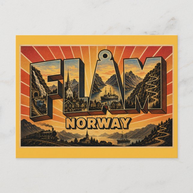 Flåm Norway Railway Postcard (Front)