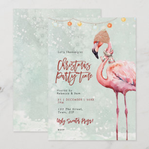 flamant hiver Noël invitation
