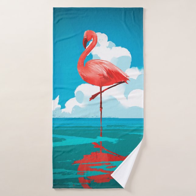 Flamant rose (Serviette de bain)