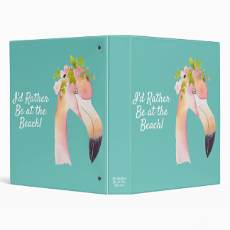 Flamant rose à la plage 3 anneau classeur