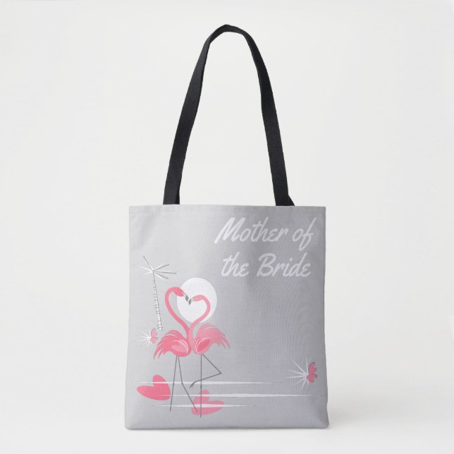 Flamant rose Amour côté mère de la mariée sac four (Devant)