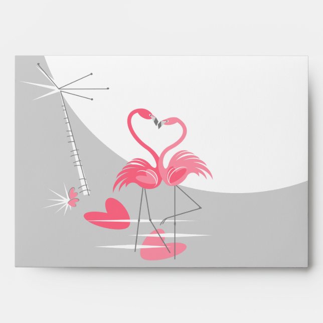 Flamant rose Amour Grande enveloppe Lune (Devant)