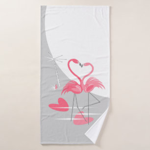 Flamant rose Amour Grande lune serviette de bain v