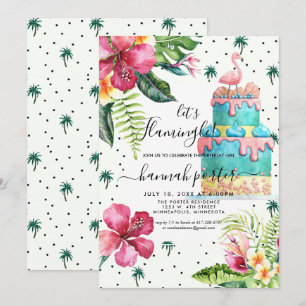 Flamant rose Anniversaire Fête Invitation