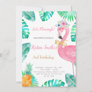 Flamant rose anniversaire Invitation