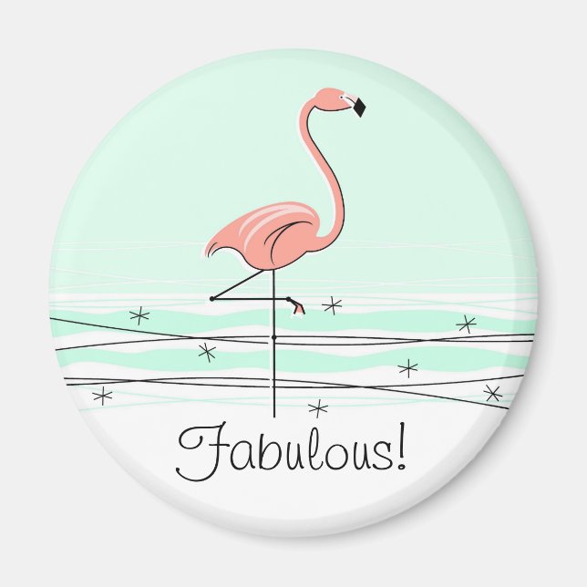 Flamant rose Aqua Fabulous aimant (Devant)