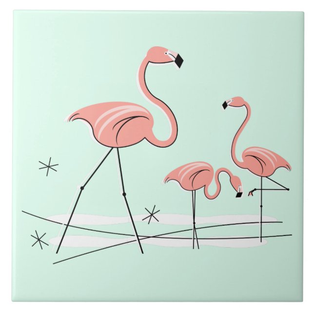 Flamant rose Aqua Ocean Trio 2 carreaux (Devant)