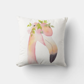 Flamant rose aquarelle peinture - coussin extérieu