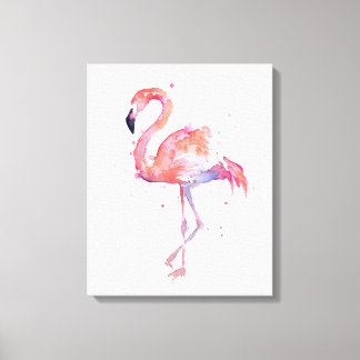 Flamant rose Aquarelle Peinture Toile Art Imprimer