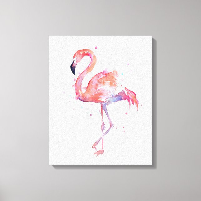 Flamant rose Aquarelle Peinture Toile Art Imprimer (Recto)