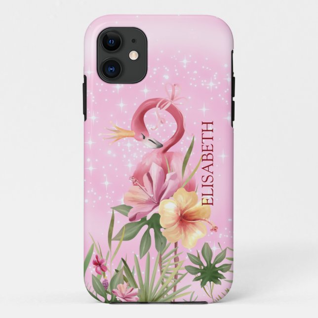 Flamant rose avec Coque de la Couronne coque iphon (Dos)