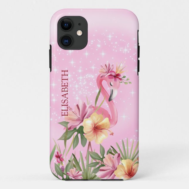 Flamant rose avec Coque de la Couronne coque iphon (Dos)