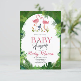 Flamant rose Baby shower Invitation