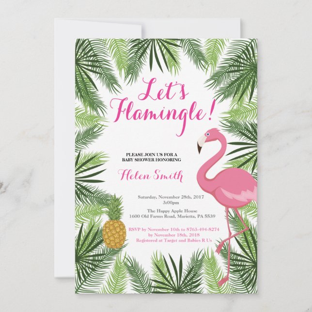 Flamant rose Baby shower Invitation Flamingle (Devant)