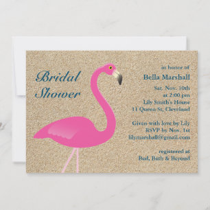 Flamant rose Beach Invitation de douche nuptiale