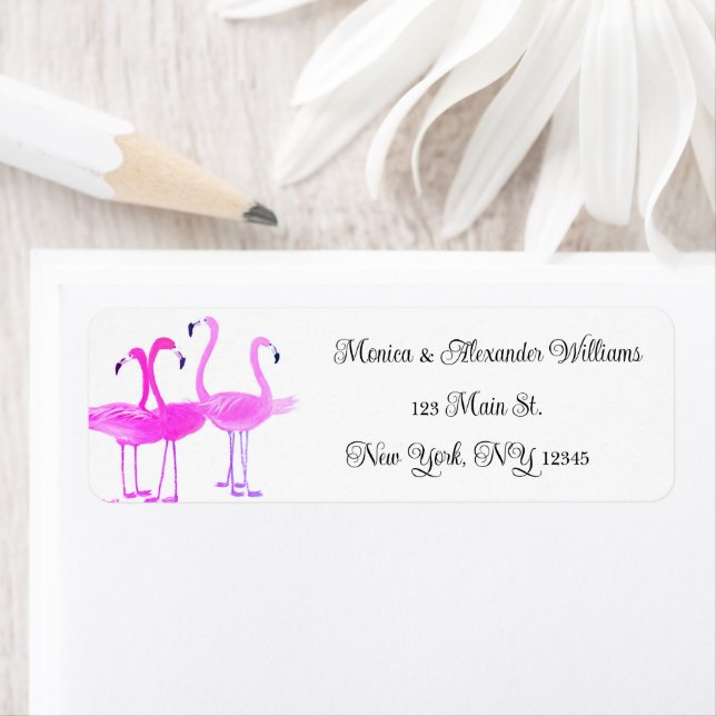 Flamant rose Birds Aquarelle Retourner l'adresse M (En situation)