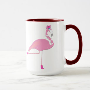 Flamant rose Black 15 oz Ringer Mug