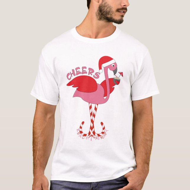 Flamant rose Boire Cocktail T-Shirt (Devant)