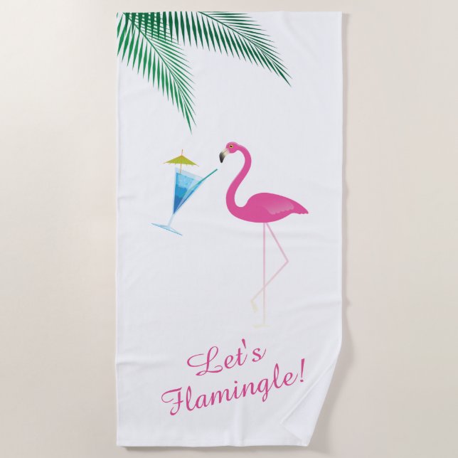 Flamant rose Boire Serviette de plage (Devant)