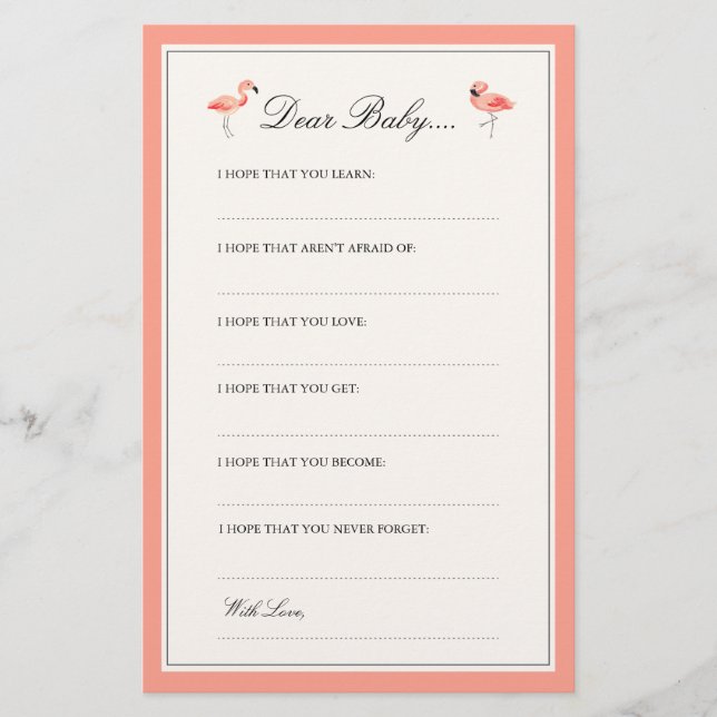 Flamant rose | Chères cartes pour bébés (Devant)
