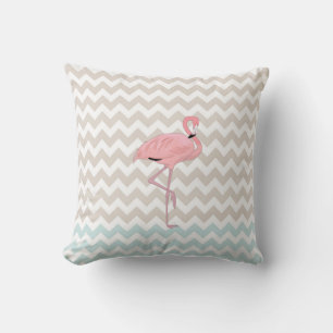 Flamant rose Chevron Accent Coussin