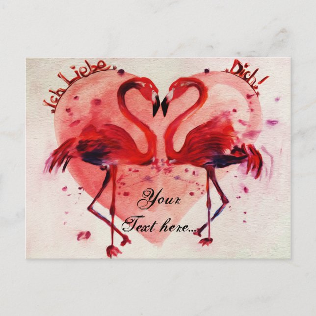Flamant rose/Coeur - Carte postale/Vorlage (Devant)