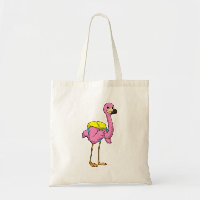 Flamant rose comme élèves avec sac scolaire (Devant)