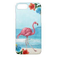 Flamant rose coque iphone tropical
