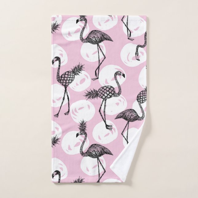 Flamant rose d'ananas rose (Serviette à main)